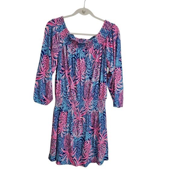 Lilly Pulitzer Romper Medium Cyla Pineapple Off Shoulder Mini Skort Skirt NWOT - Picture 3 of 13